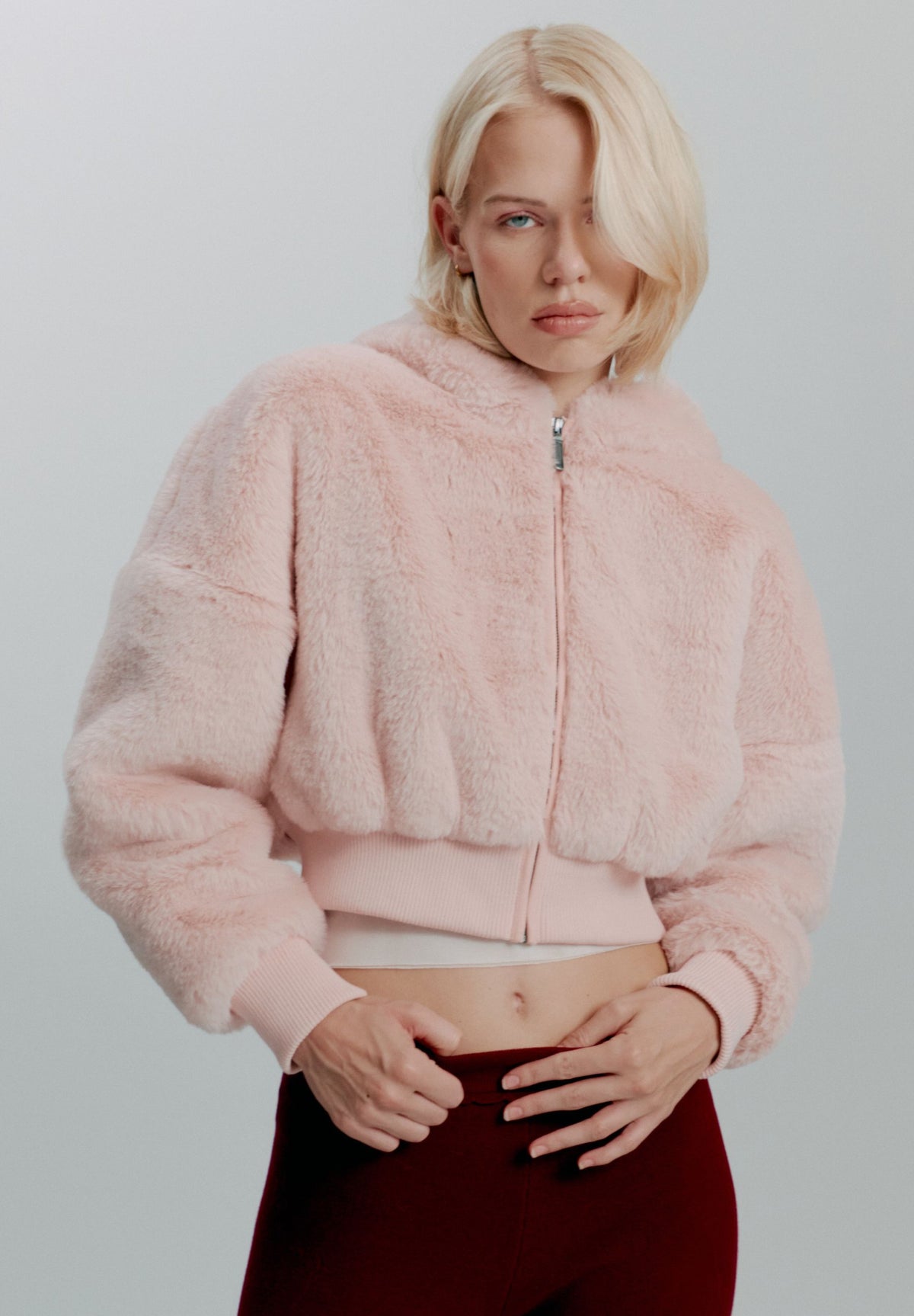 PINK TEDDY ZIP HOODIE