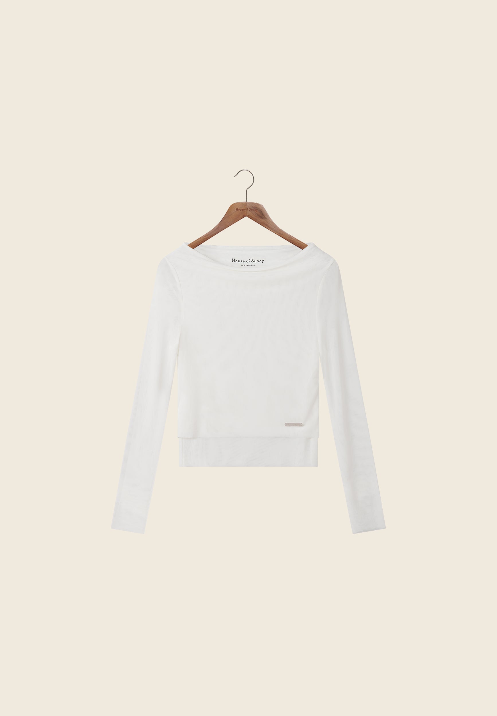 WHITE LONG SLEEVE DOUBLE LAYER TOP