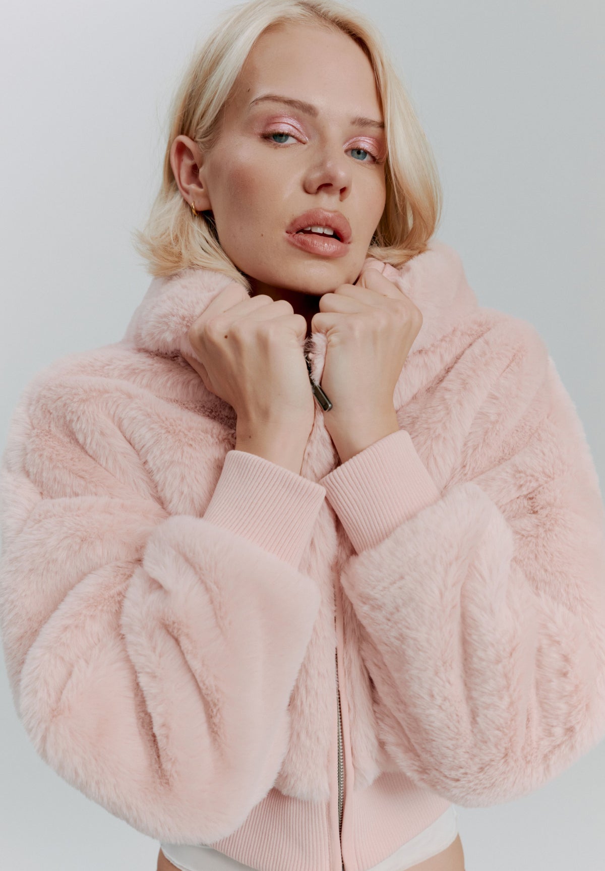 PINK TEDDY ZIP HOODIE