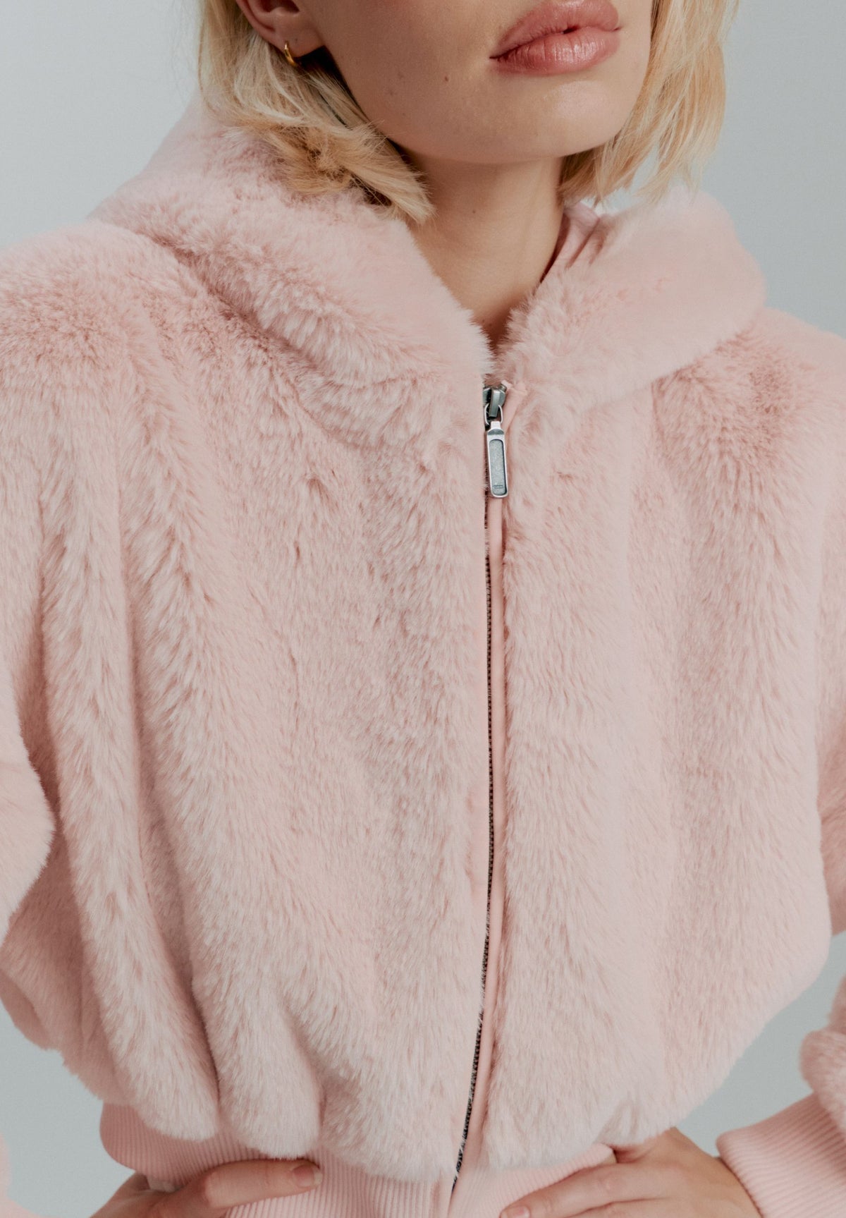 PINK TEDDY ZIP HOODIE